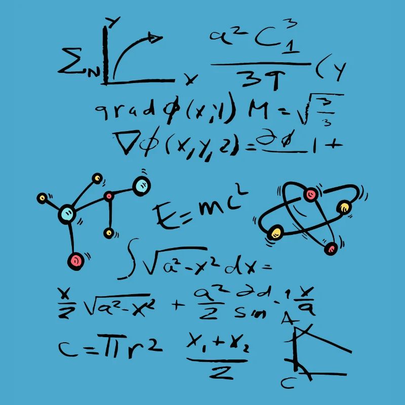 Physics Math Formula with Atoms and Molecules