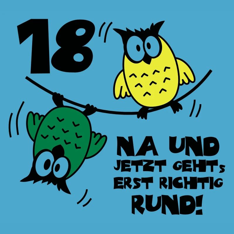 Geburtstag 18, Eulen am Drahtseil, rund