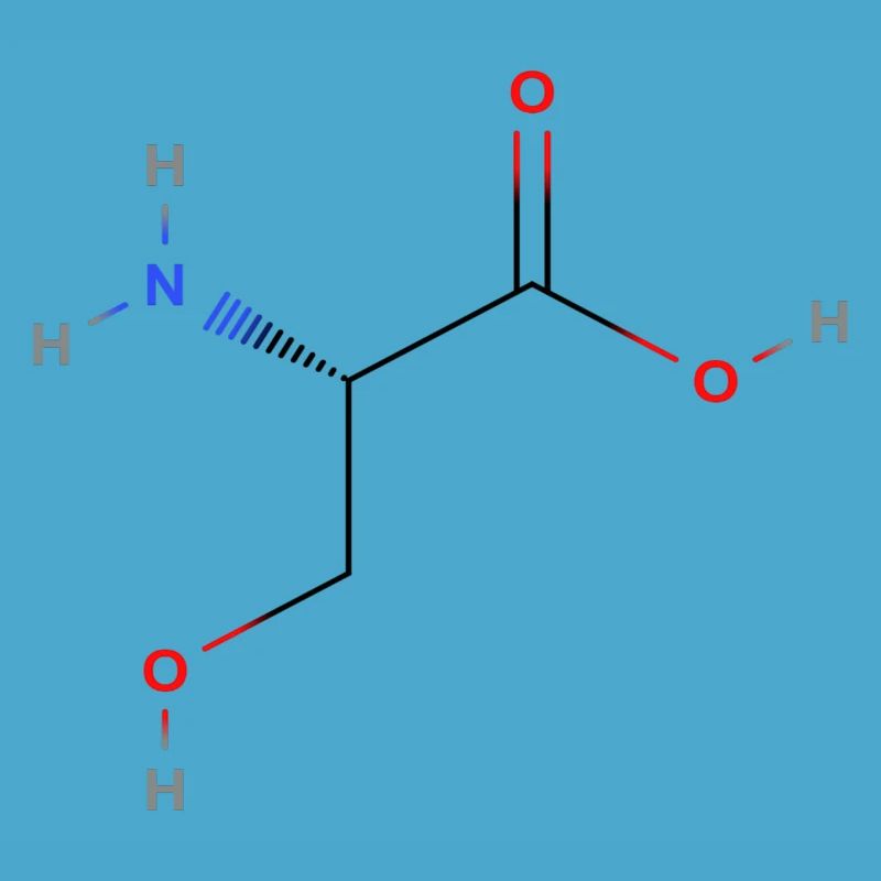Serine Molecule - Colored Structural Formula