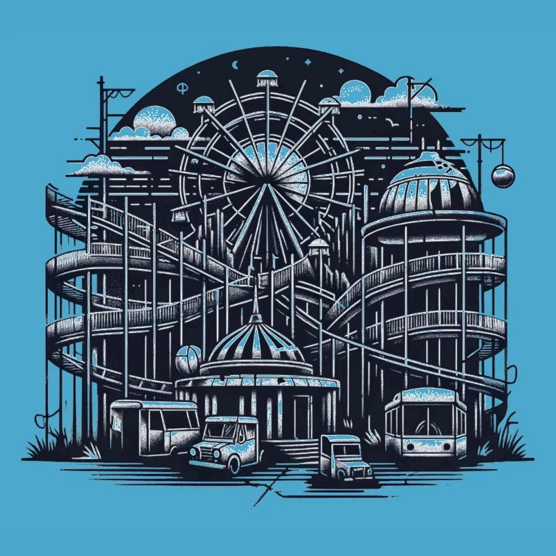 Deserted Amusement Park: Urbex Vector Art