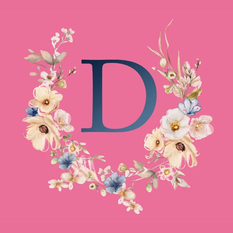D Monogram, Floral, Boho