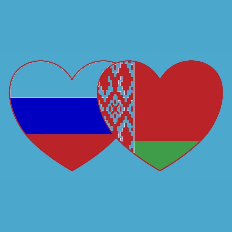 Russie Biélorussie Drapeau Cœur