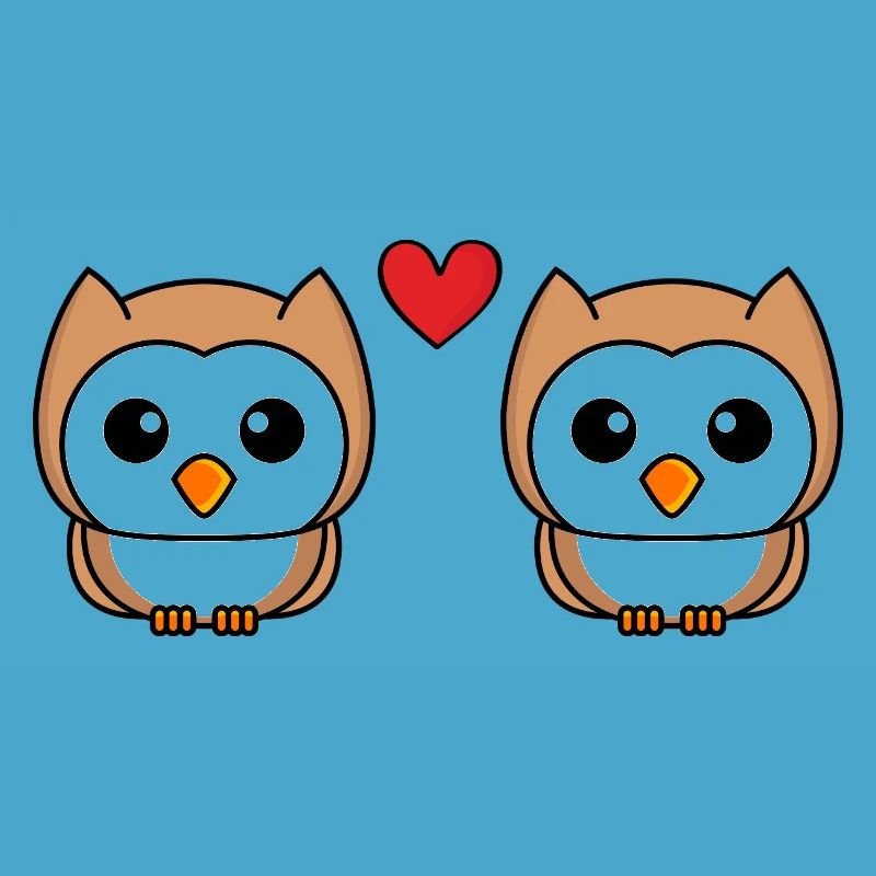 Eule Comic Paar Liebe