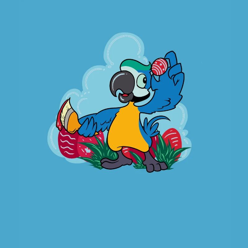 Parrot paints Easter eggs - Easter parrot