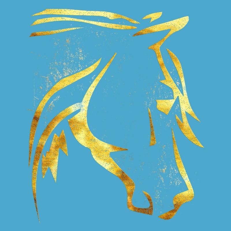 Équitation - Cavalier - Tête de cheval - Cheval d’or