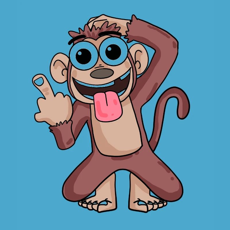 Monkey pointing the middle finger