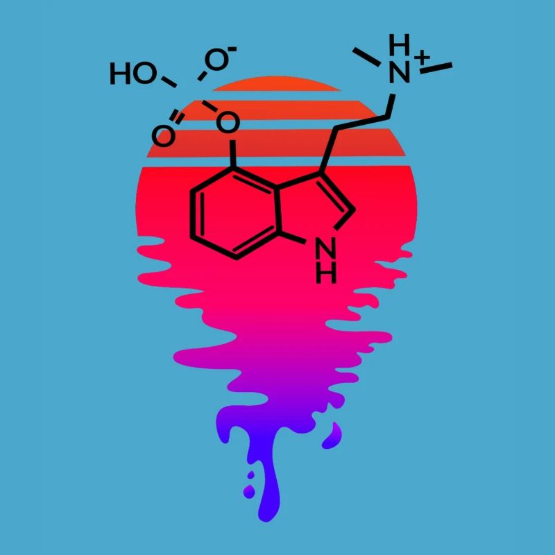 Psilocybin Molecule with Retro Sunset