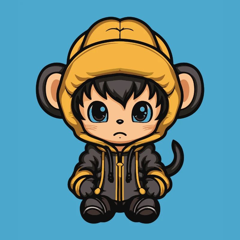 Monkey Winter Comic Cute