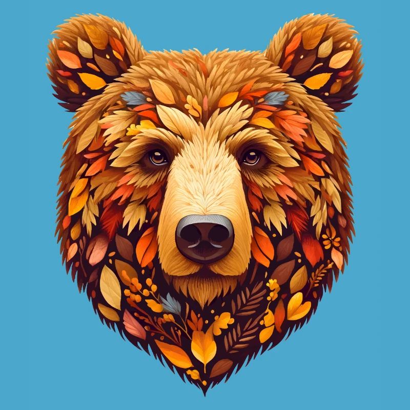 Ours brun, conçu à partir de différentes feuilles