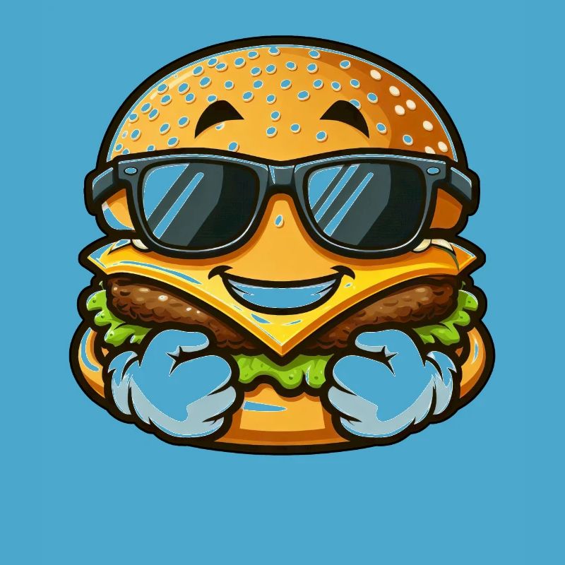 Cool hamburger cheeseburger with sunglasses
