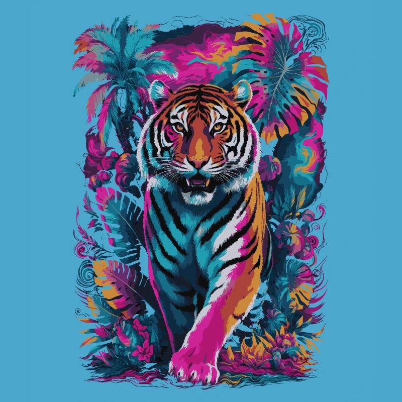 Psychedelic Tiger in Vibrant Jungle Design
