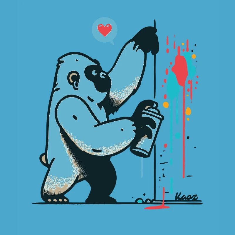 Graffiti gorilla with spray can