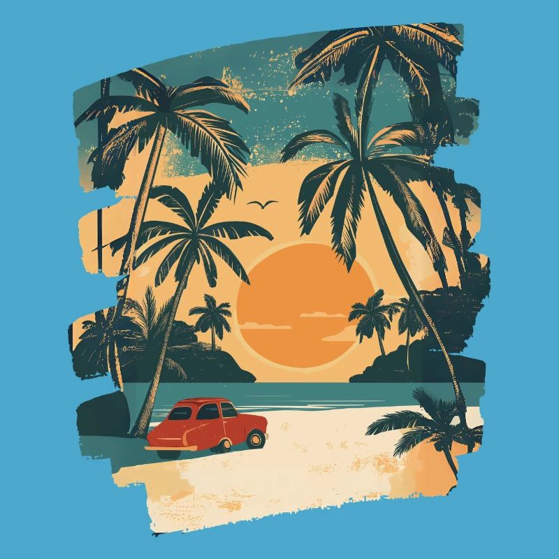 Beach Palm Trees Sun Summer