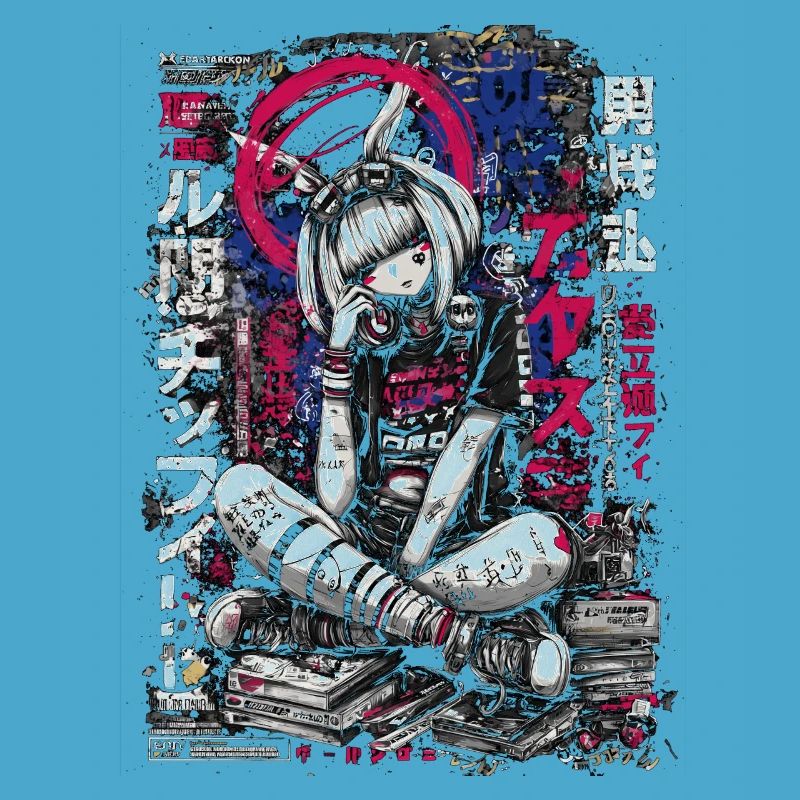Cyberpunk Mädchen mit Graffiti-Design