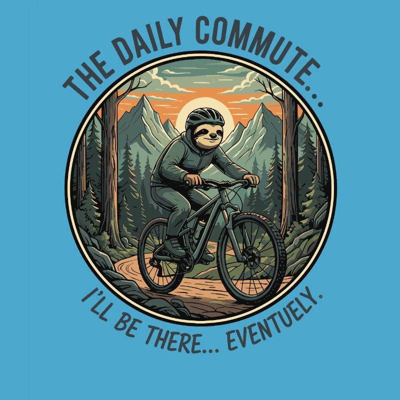 Adventurous cyclist with sloth