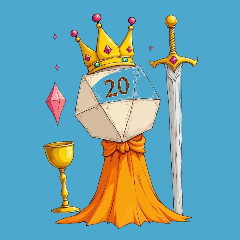 D20 Queen – Cube avec épée, robe et bocal