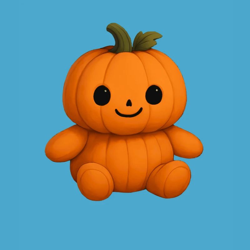 Cute pumpkin teddy bear friendly face