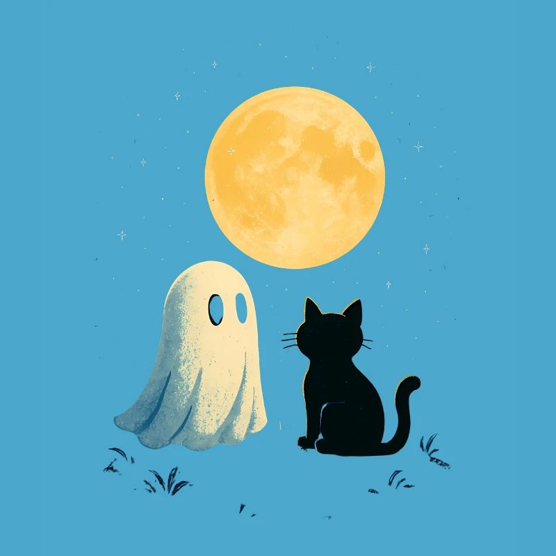 Moonlit Night Ghosts Cat
