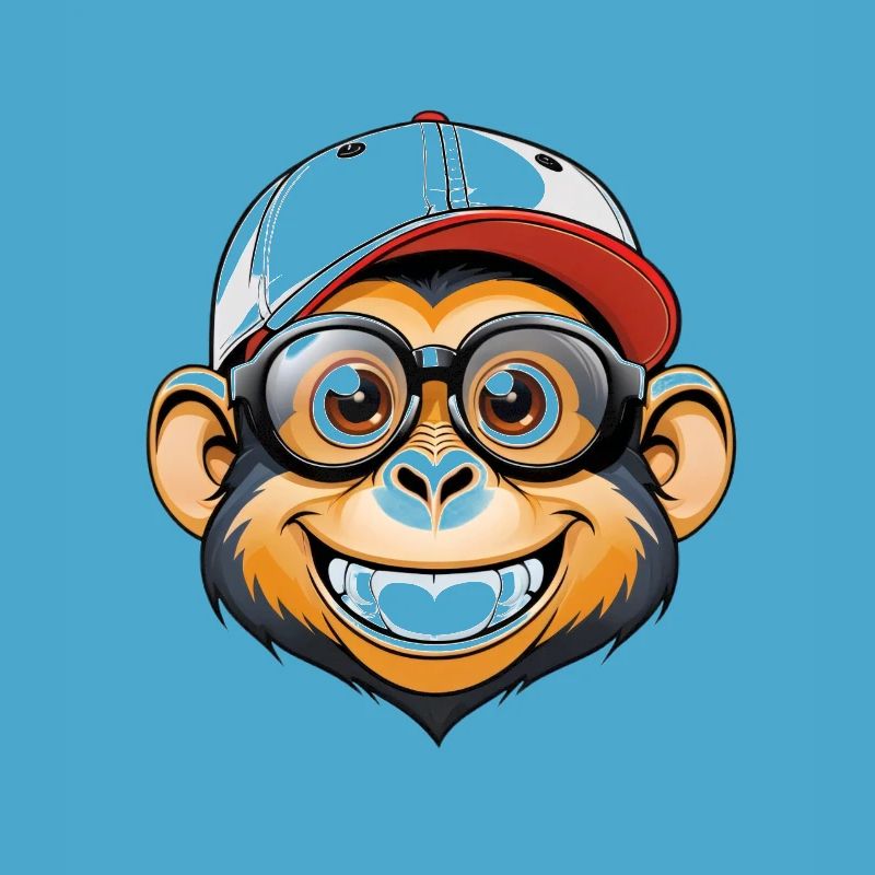 Affe mit Kappe und Brille