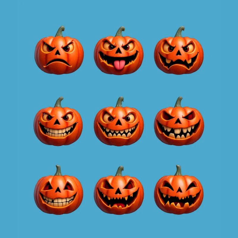 Halloween Pumpkin Faces Pattern