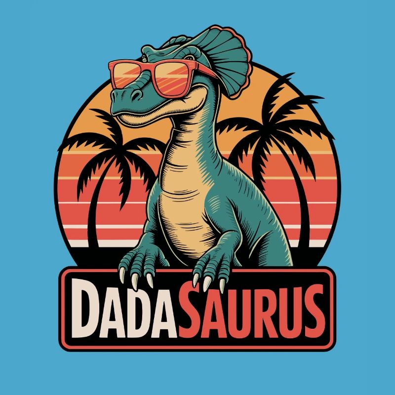 Dadasaurus Cool Dinosaur Retro Palm Trees