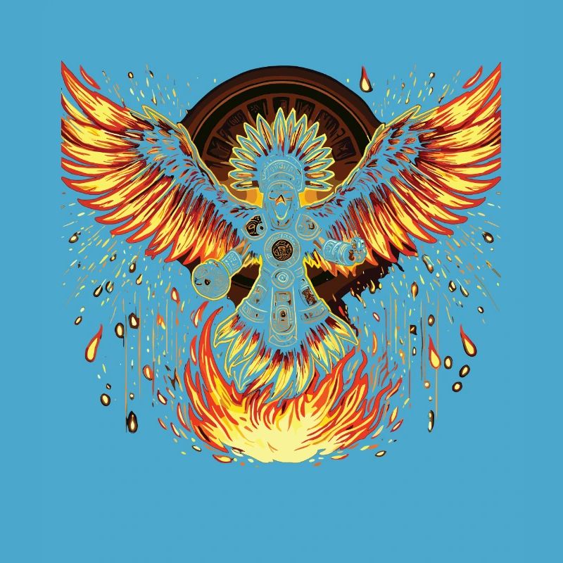 Phoenix Warrior with Flame Wings Aztecs