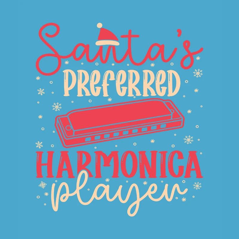 Funny Harmonica Player Santa´s Preferred Harmonica