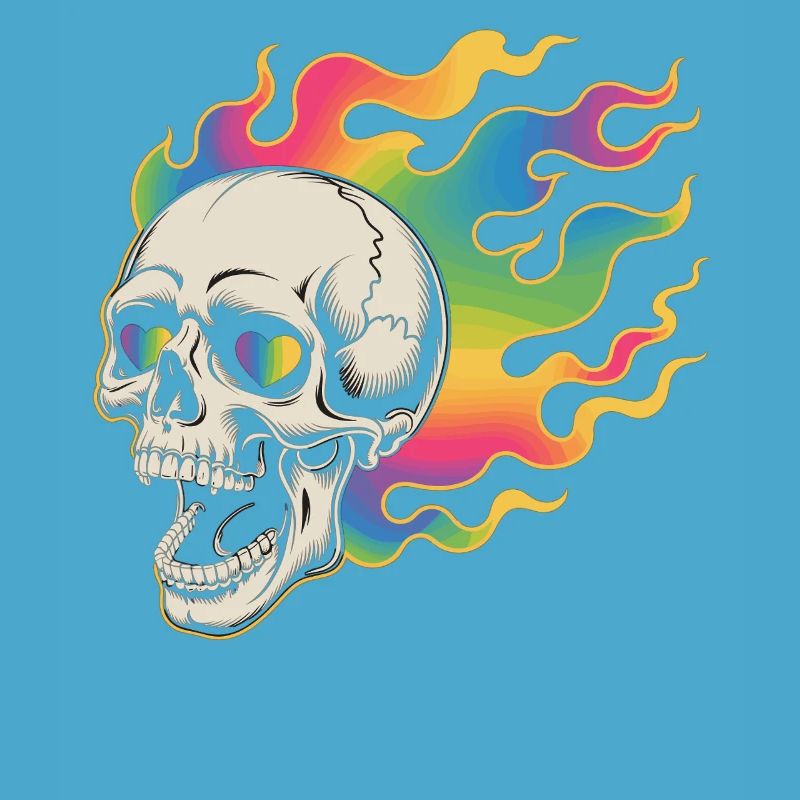 Psychedelic skull in fire design