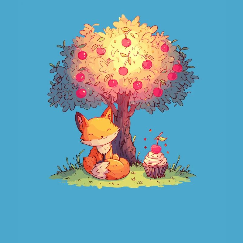 Fuchs am Apfelbaum mit Cupcake
