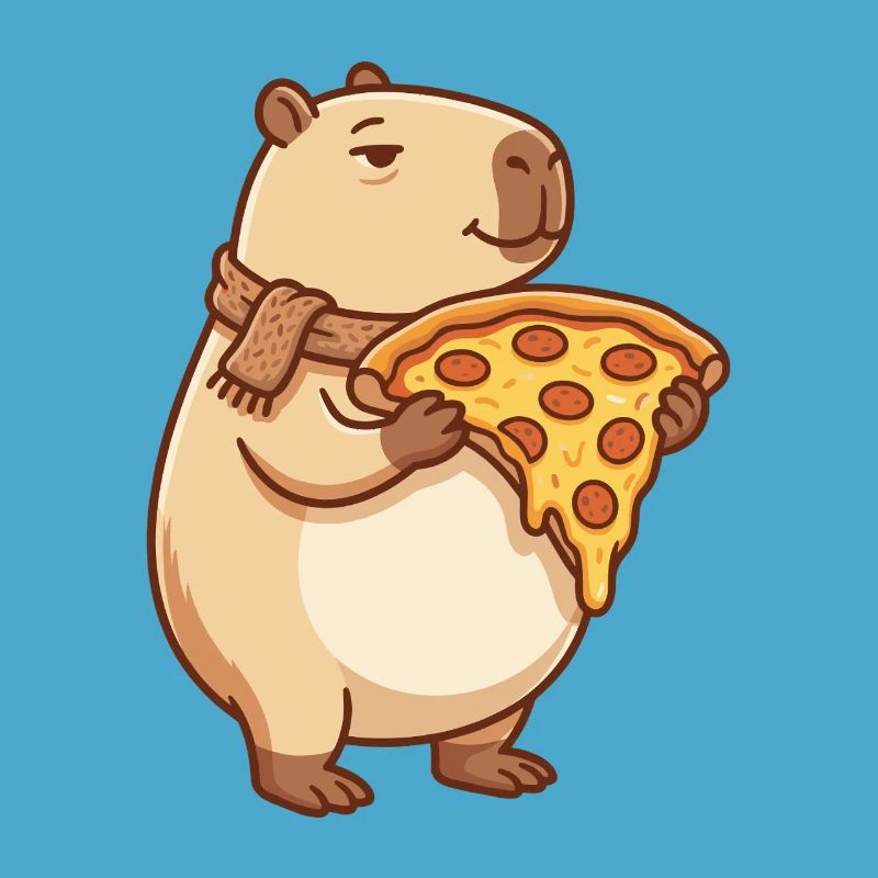 Pizza Capybara with melty cheese