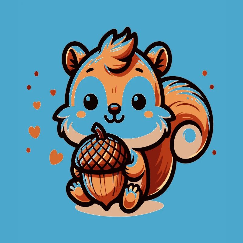 Süßes Eichhörnchen mit Herz-Eichel