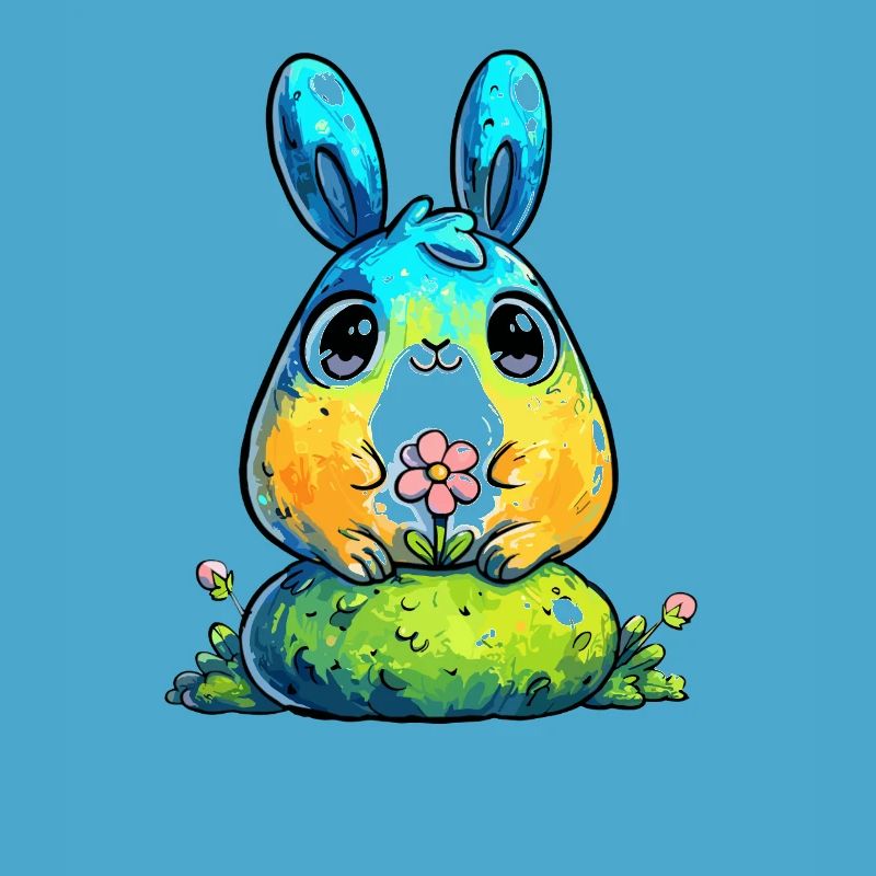 Lapin aquarelle avec fleur