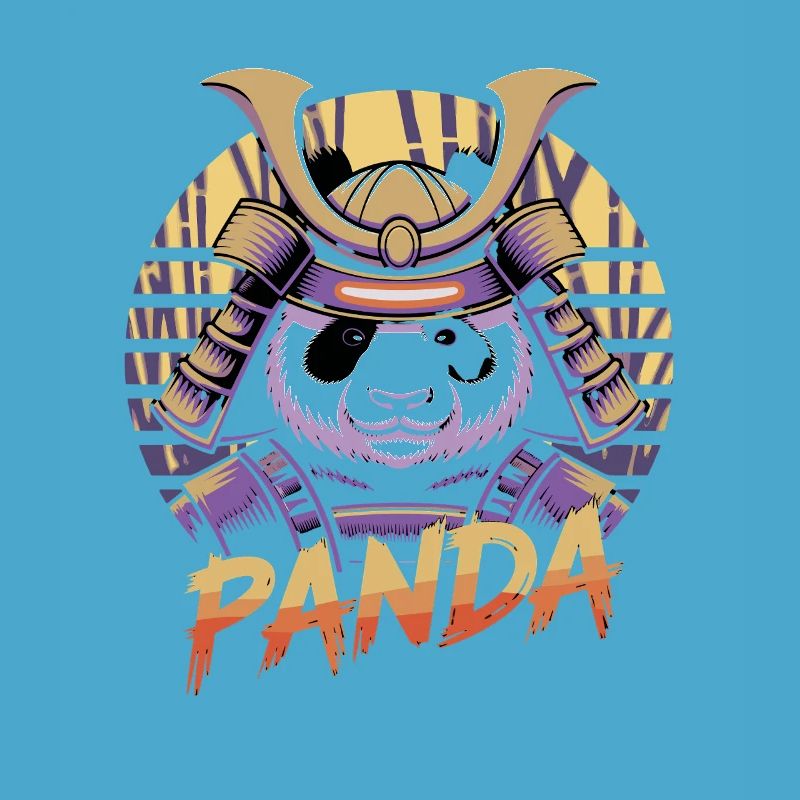 Warlike Panda Samurai Illustration