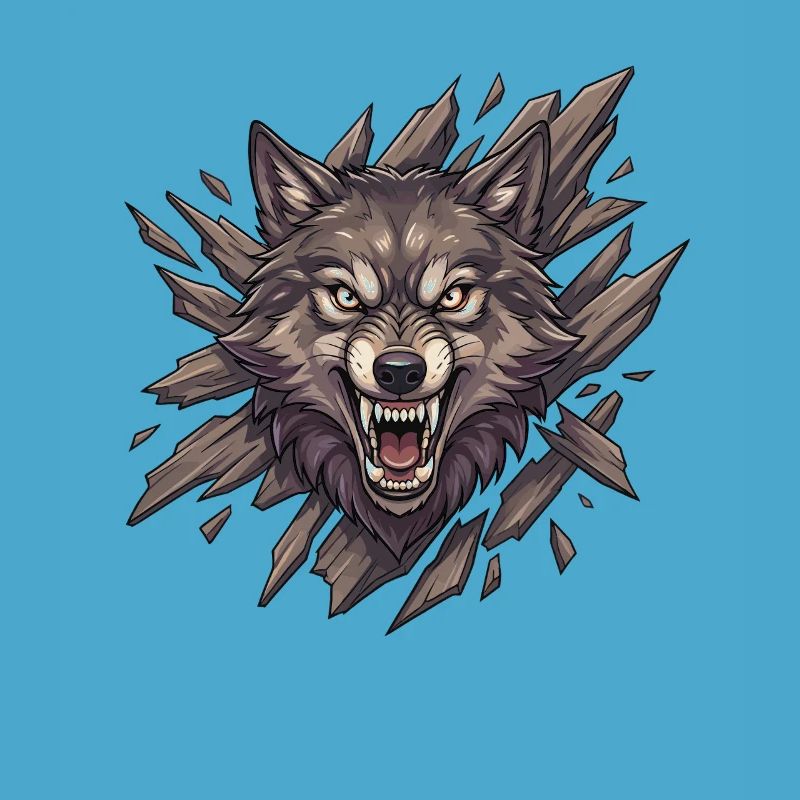 Rugissement de loup dans la vision éclatée