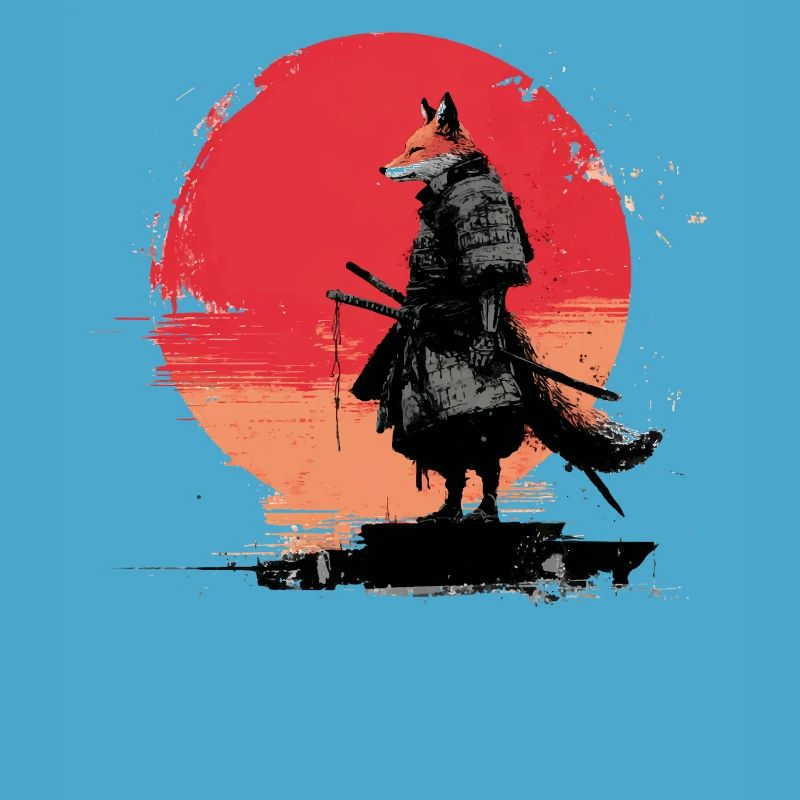 Fox Samurai au coucher du soleil