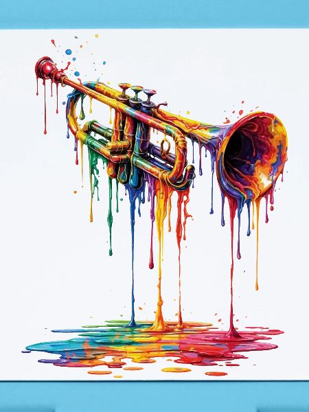 Trumpet with dripping paint