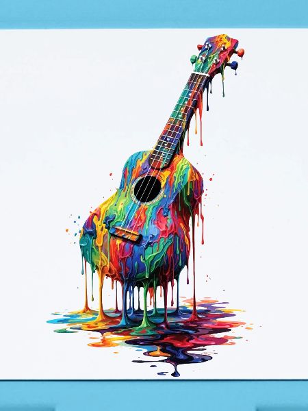 Ukulele with dripping paint