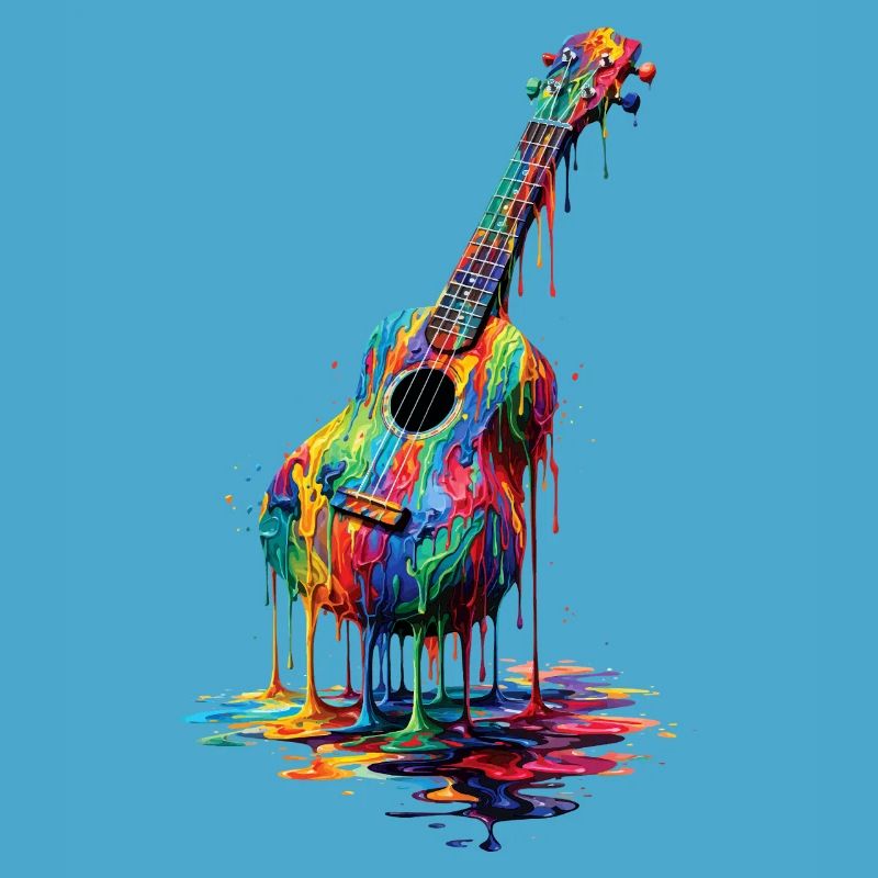 Ukulele mit tropfender Farbe