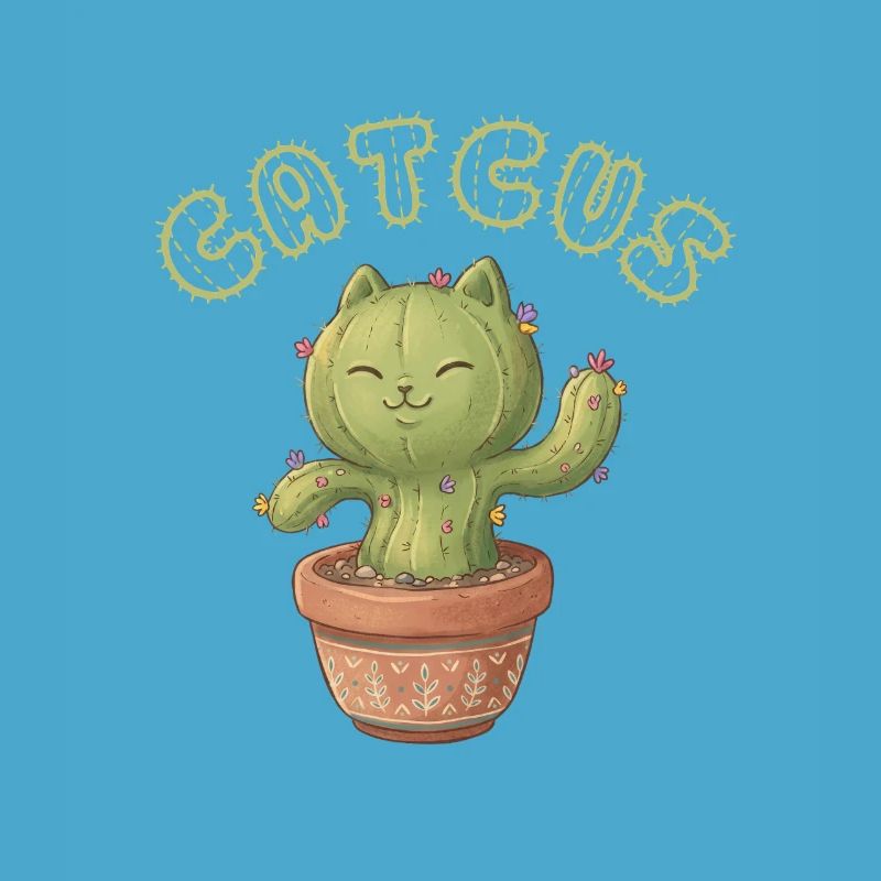 Chat Cactus de Kawaii