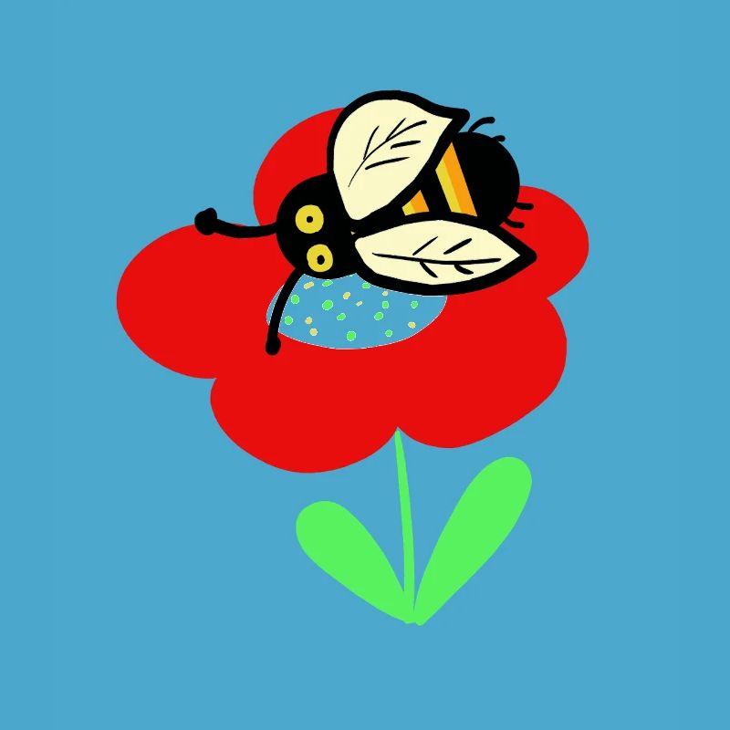 Rote Blume mit putzigen Bienchen