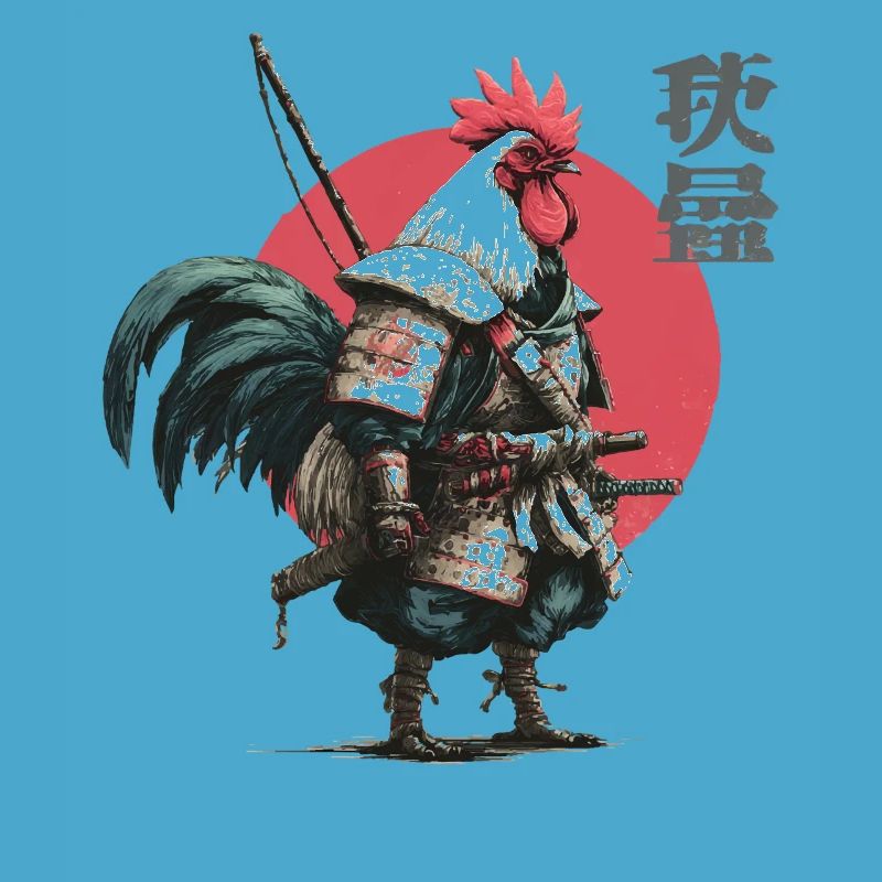Rooster Samurai in Crimson Circle