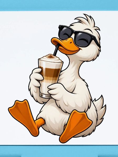 Ente mit Latte Macchiato
