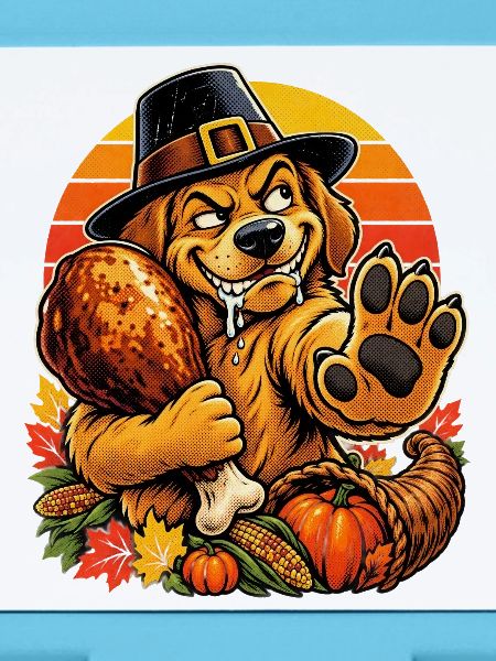 Thanksgiving Hund verteidigt Truthahn Retro