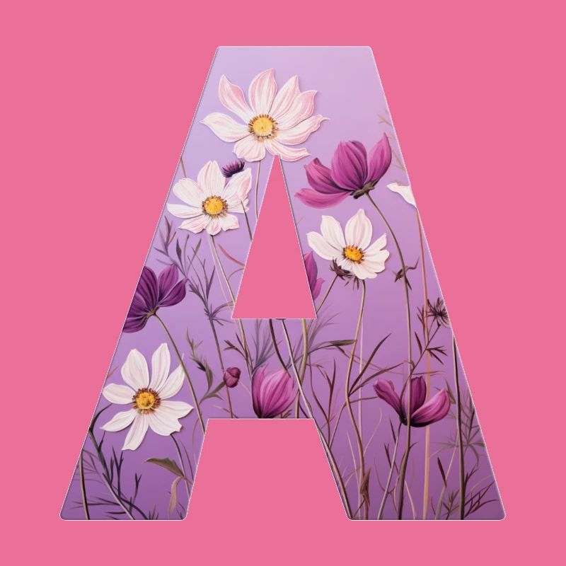 Buchstabe A, Monogramm, Blumenmuster