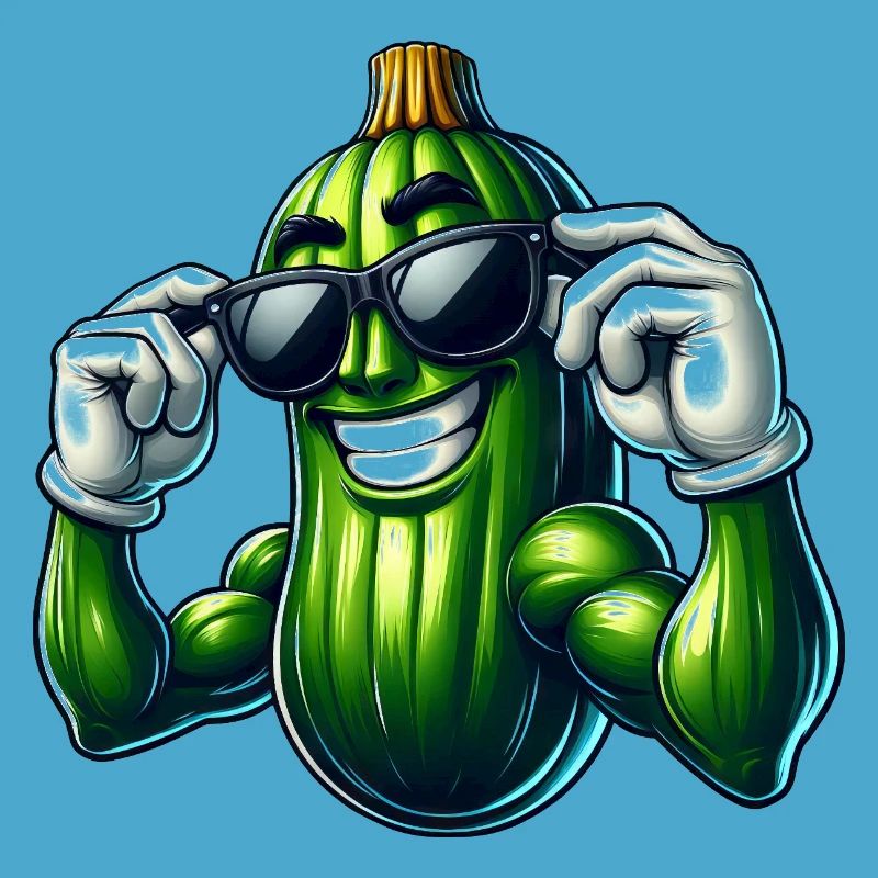 Cool Cucumber Pickle Vegetables Cartoon