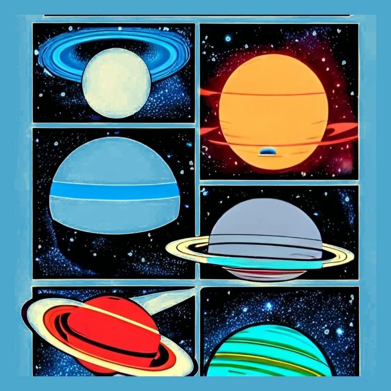 Planètes sur le style de bande dessinée spatiale