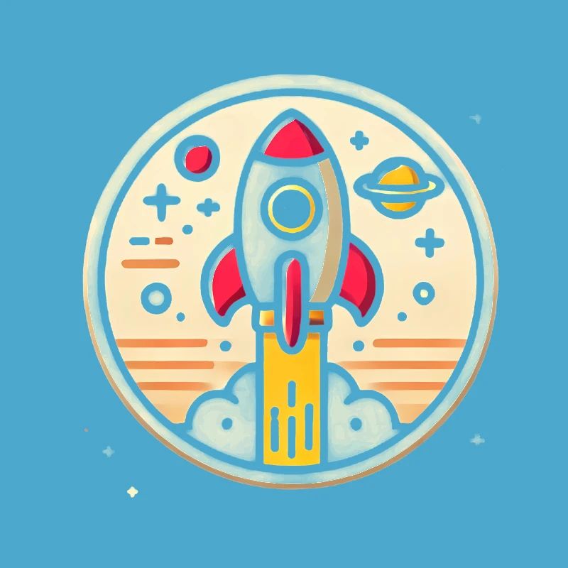 Fusée rétro perdue dans l’espace Graphique