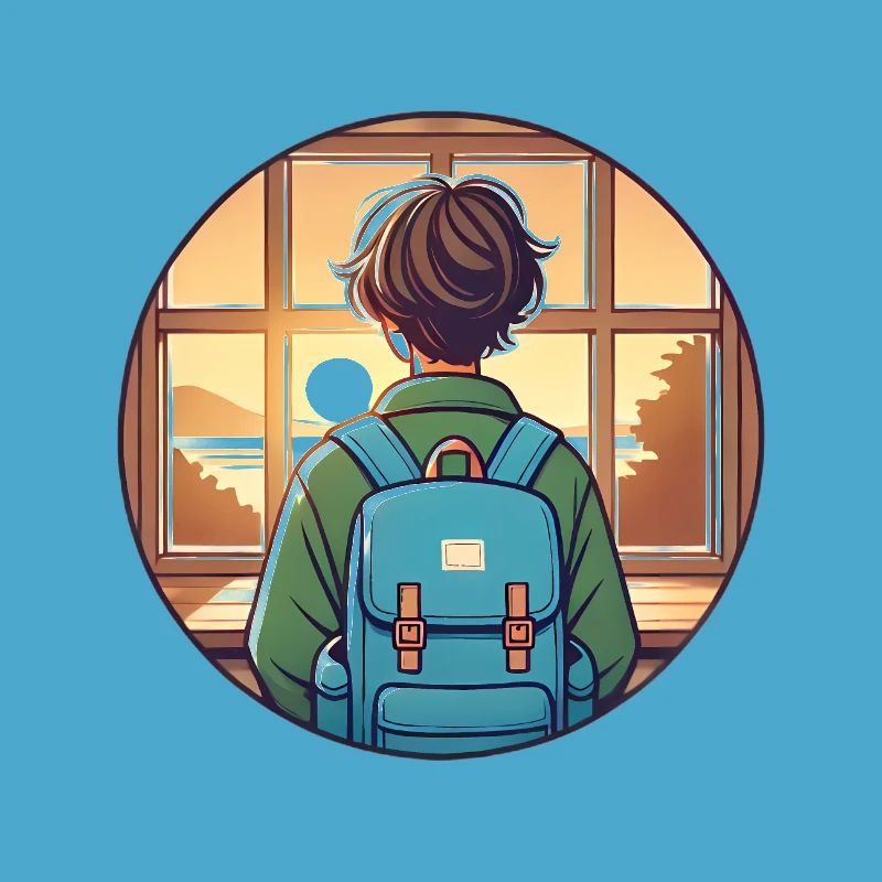 Sunset Student with Backpack Badge