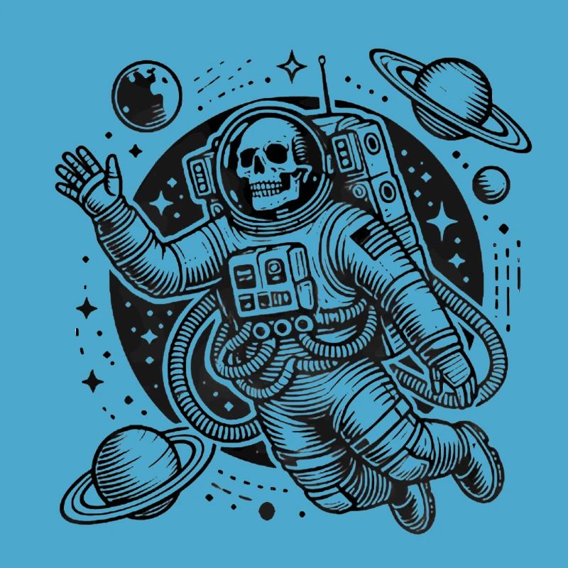 Astronaute squelette flottant dans l’espace