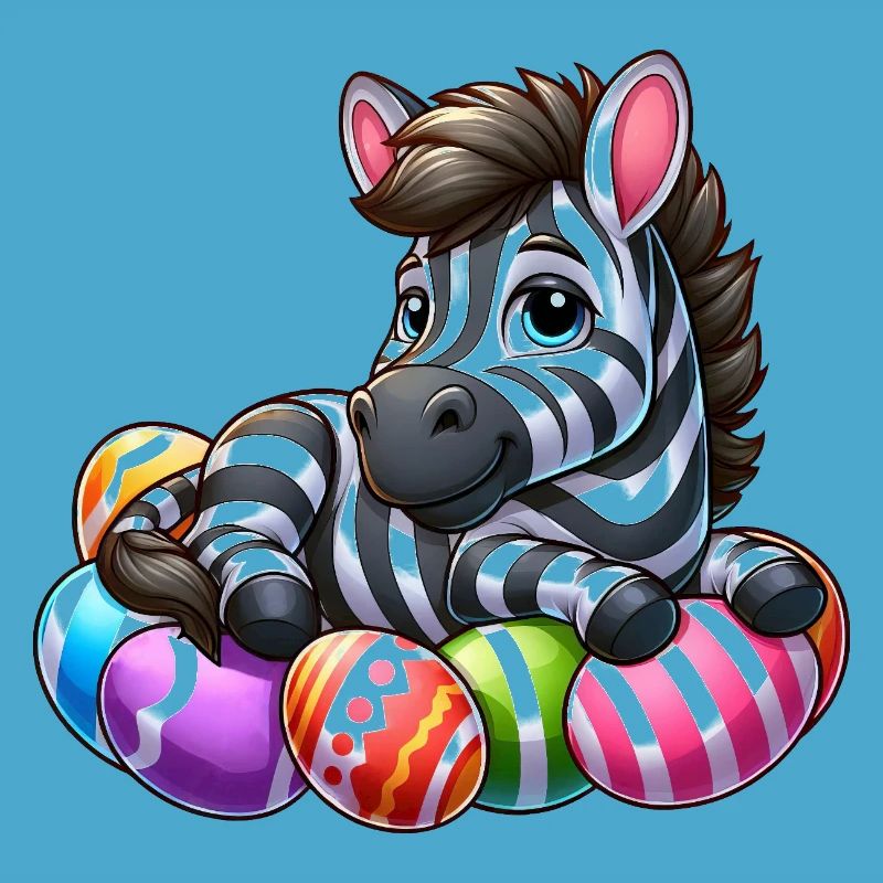 Cute Zebra Easter Egg Cartoon Easter